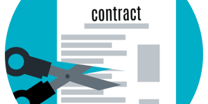 Un contrat déchiré par un ciseau pour illustrer une fin de contrat